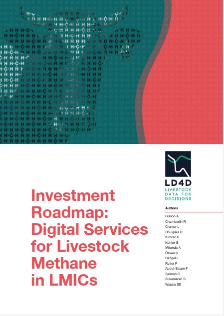 image of a report cover with a pixellated cow on a green background, and a red decorative wave.